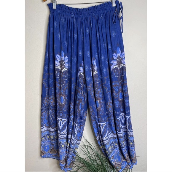 NEW FREE PEOPLE Gold Dust Printed Wide Leg Pants S - Picture 6 of 9